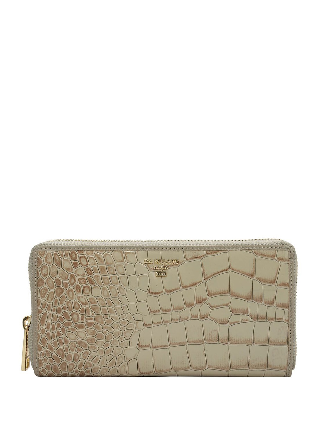 

Da Milano Women Textured Leather Zip Around Wallet, White