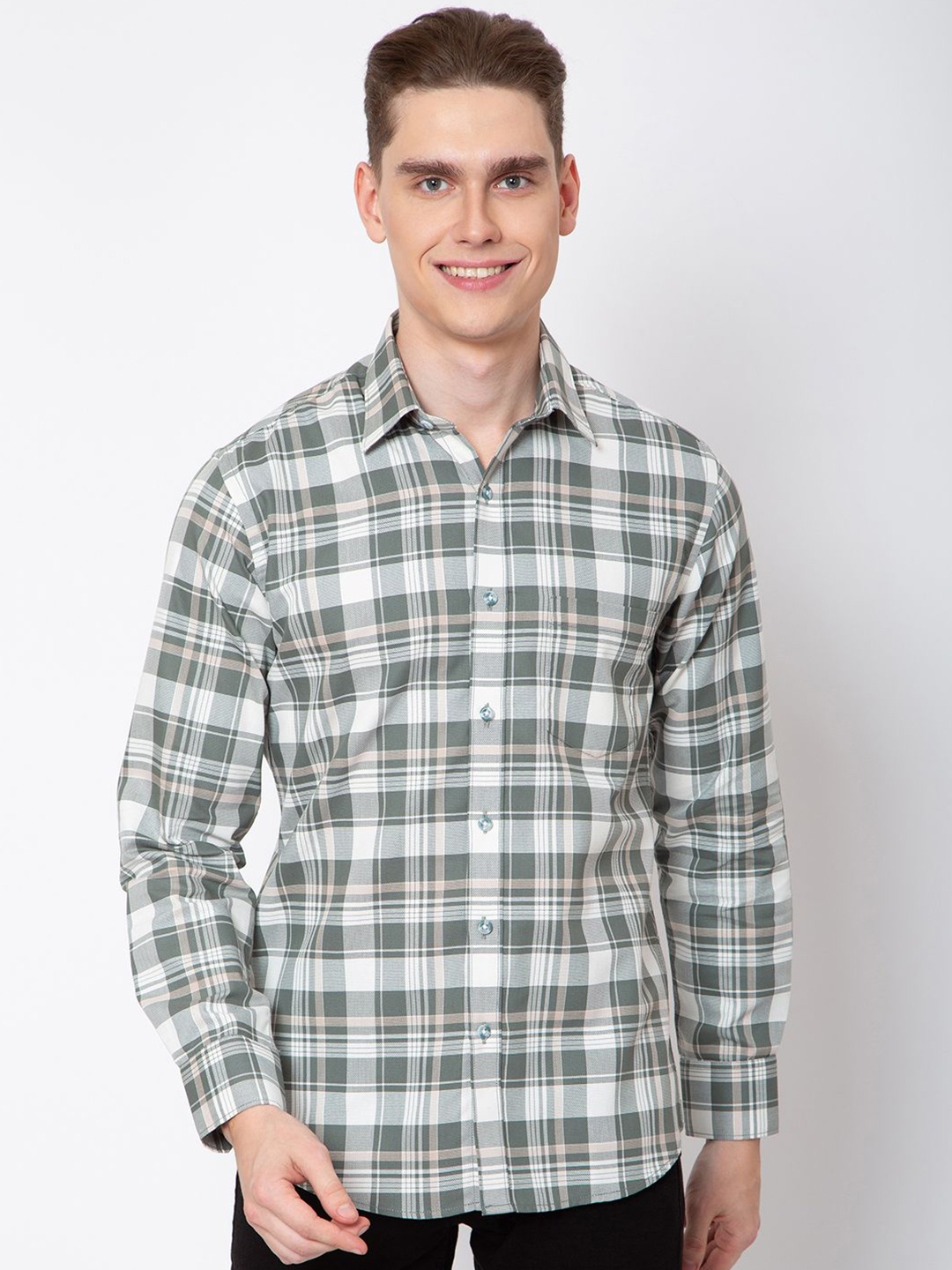

Sparky Men Tartan Checks Opaque Checked Casual Shirt, Green