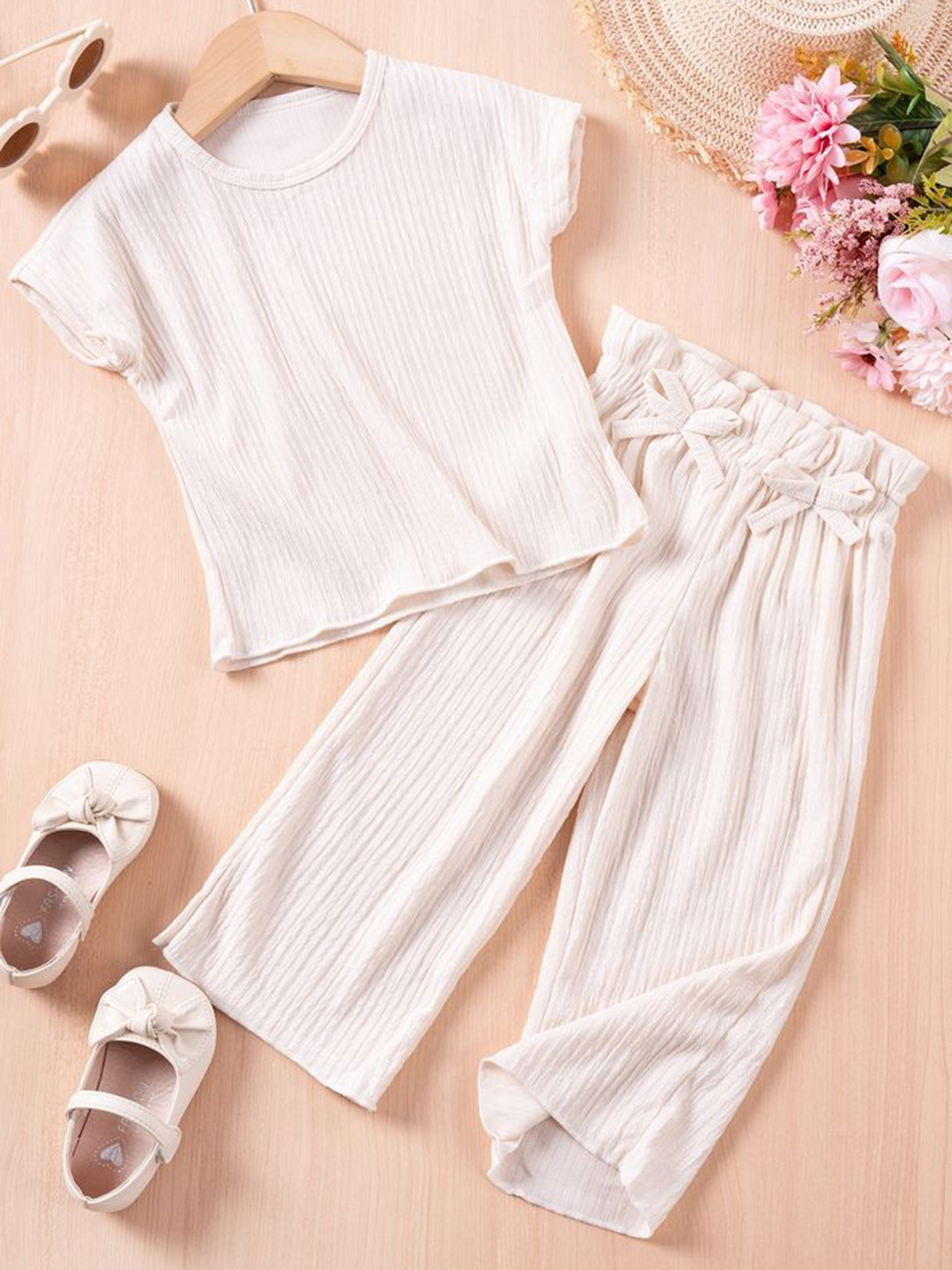 

LULU & SKY Girls Top With Trousers, Beige