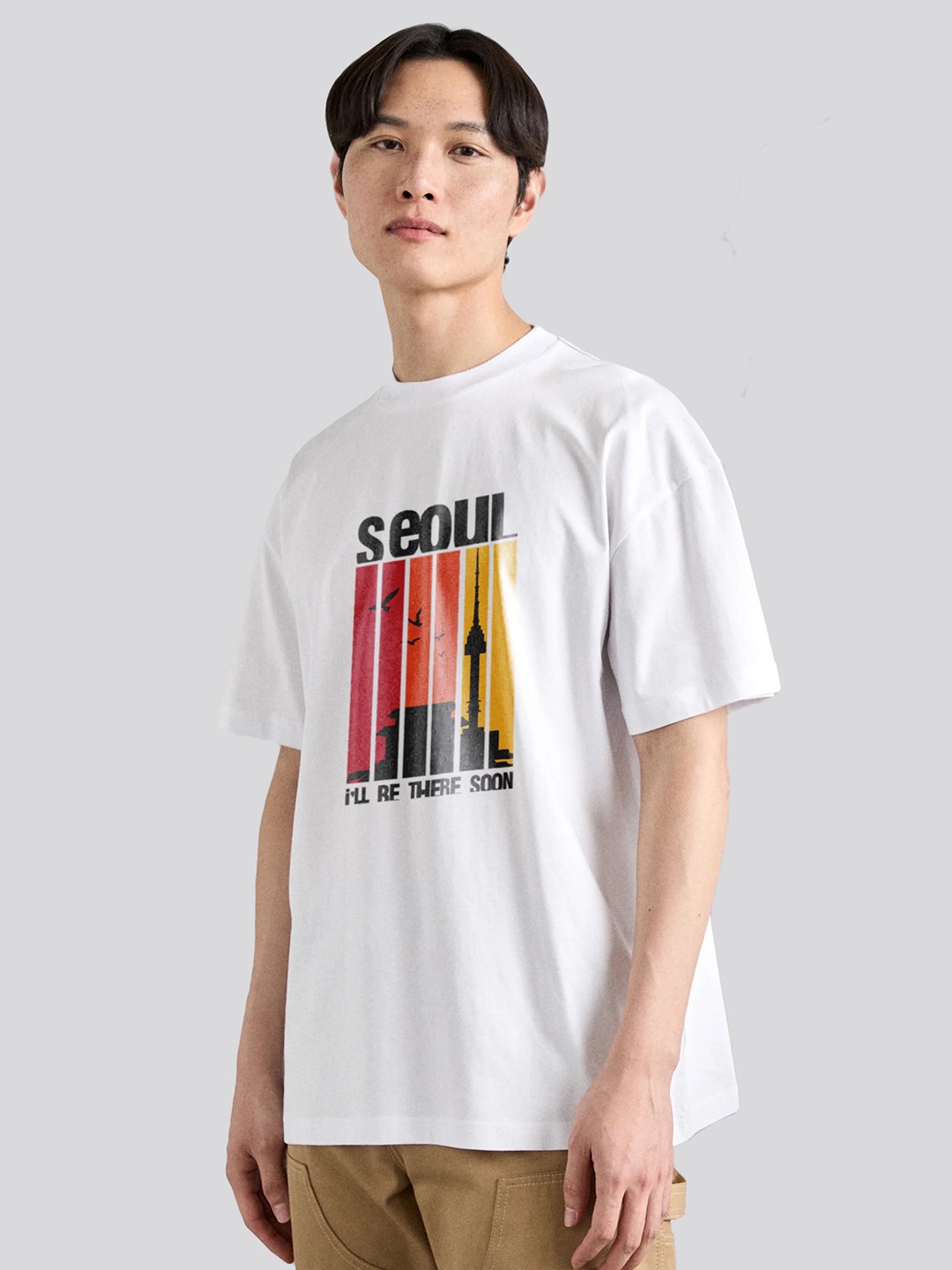 

The Korhean Store Men Printed T-shirt, White