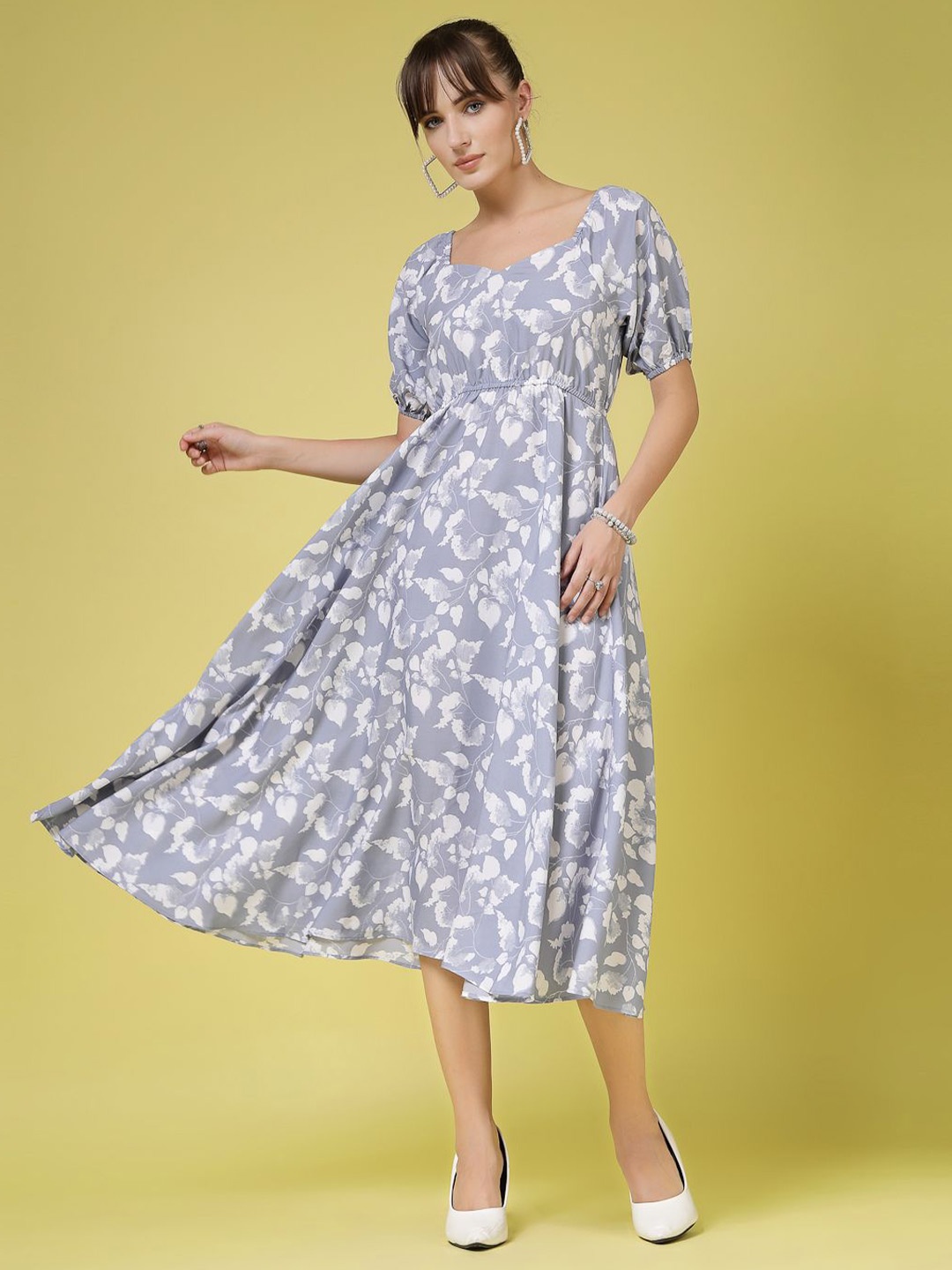 

Chemistry Floral Print Puff Sleeve Crepe Fit & Flare Maxi Dress, Multi
