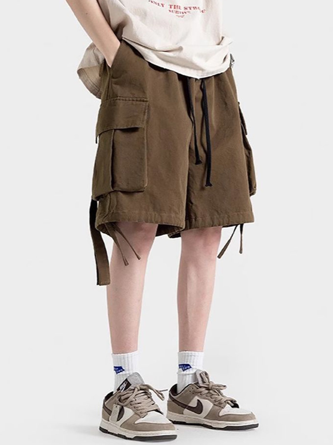 

StyleCast x Revolte Men Loose Fit Cargo Shorts, Brown