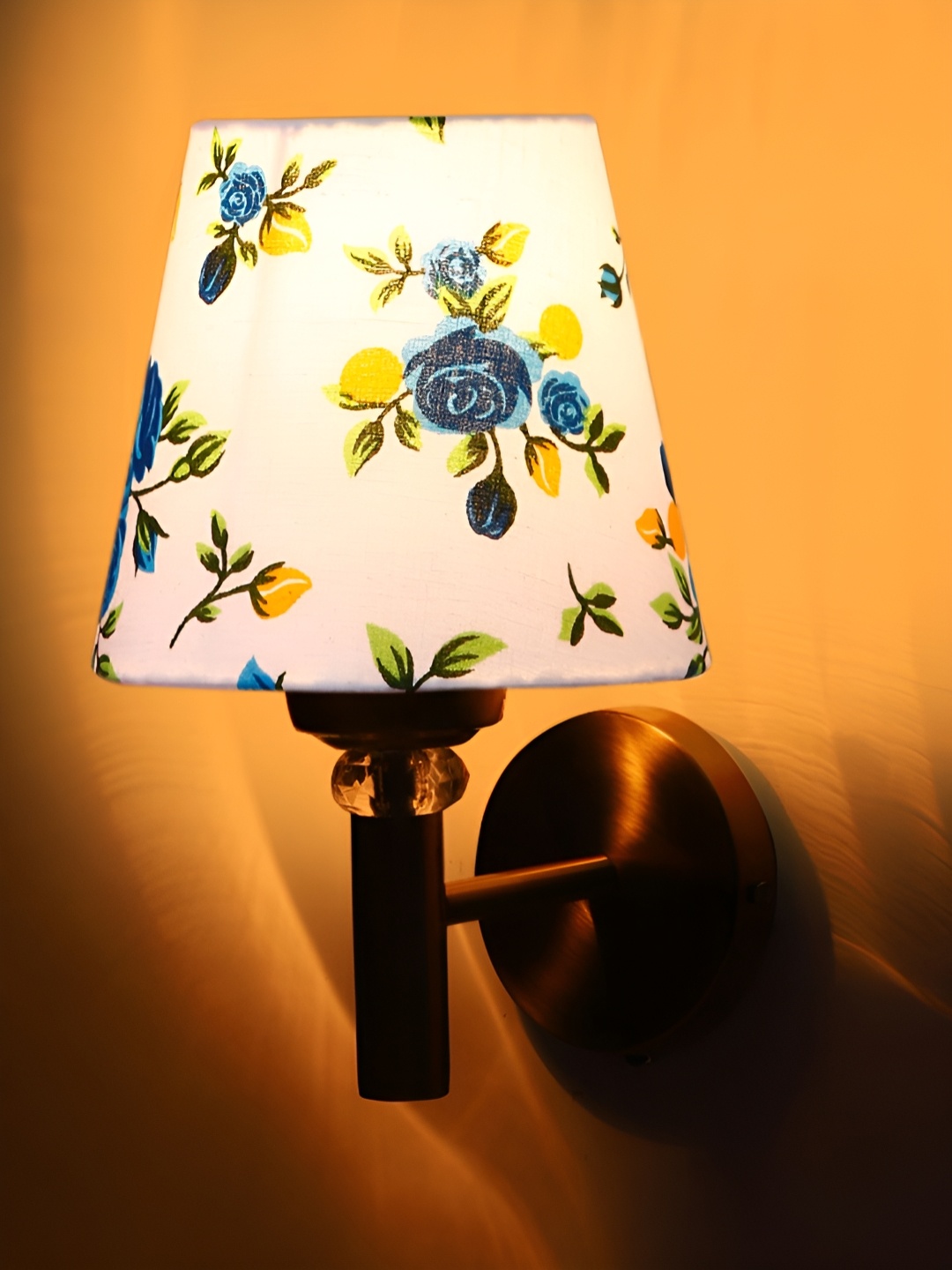 

Devansh White & Blue Printed Wall Lamp With Shade