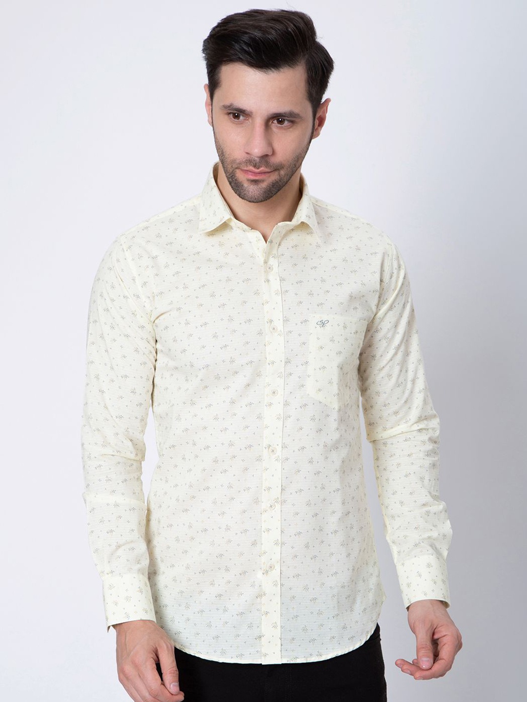 

Sparky Men Floral Opaque Printed Casual Shirt, Yellow