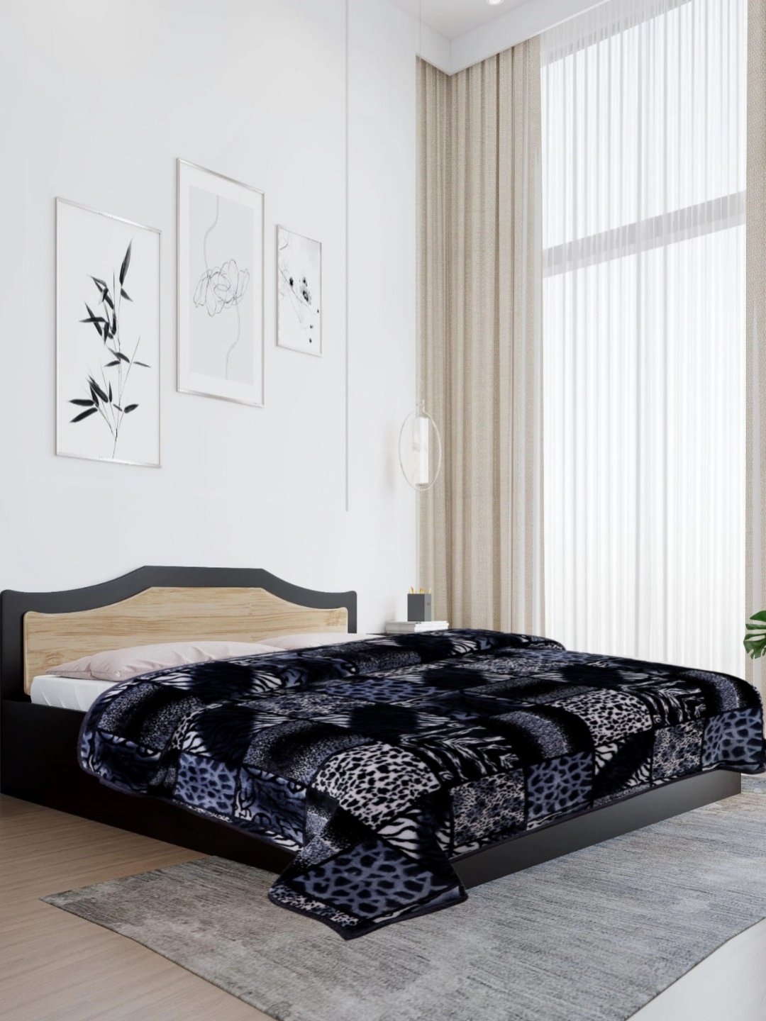 

GKM Black & Grey Heavy Winter 550 GSM Double Bed Blanket