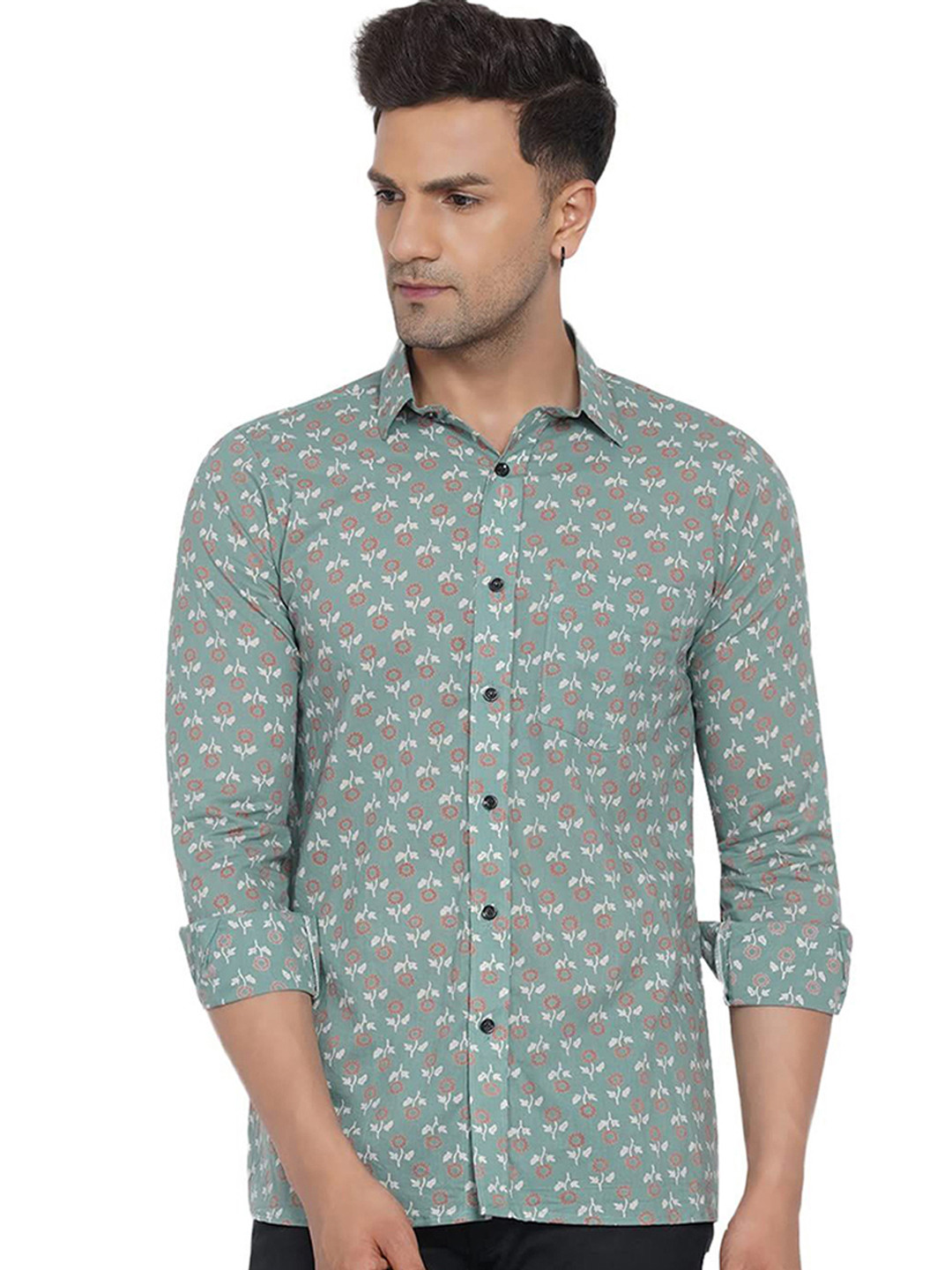 

VEERA PARIDHAAN Men Floral Opaque Printed Casual Shirt, Green