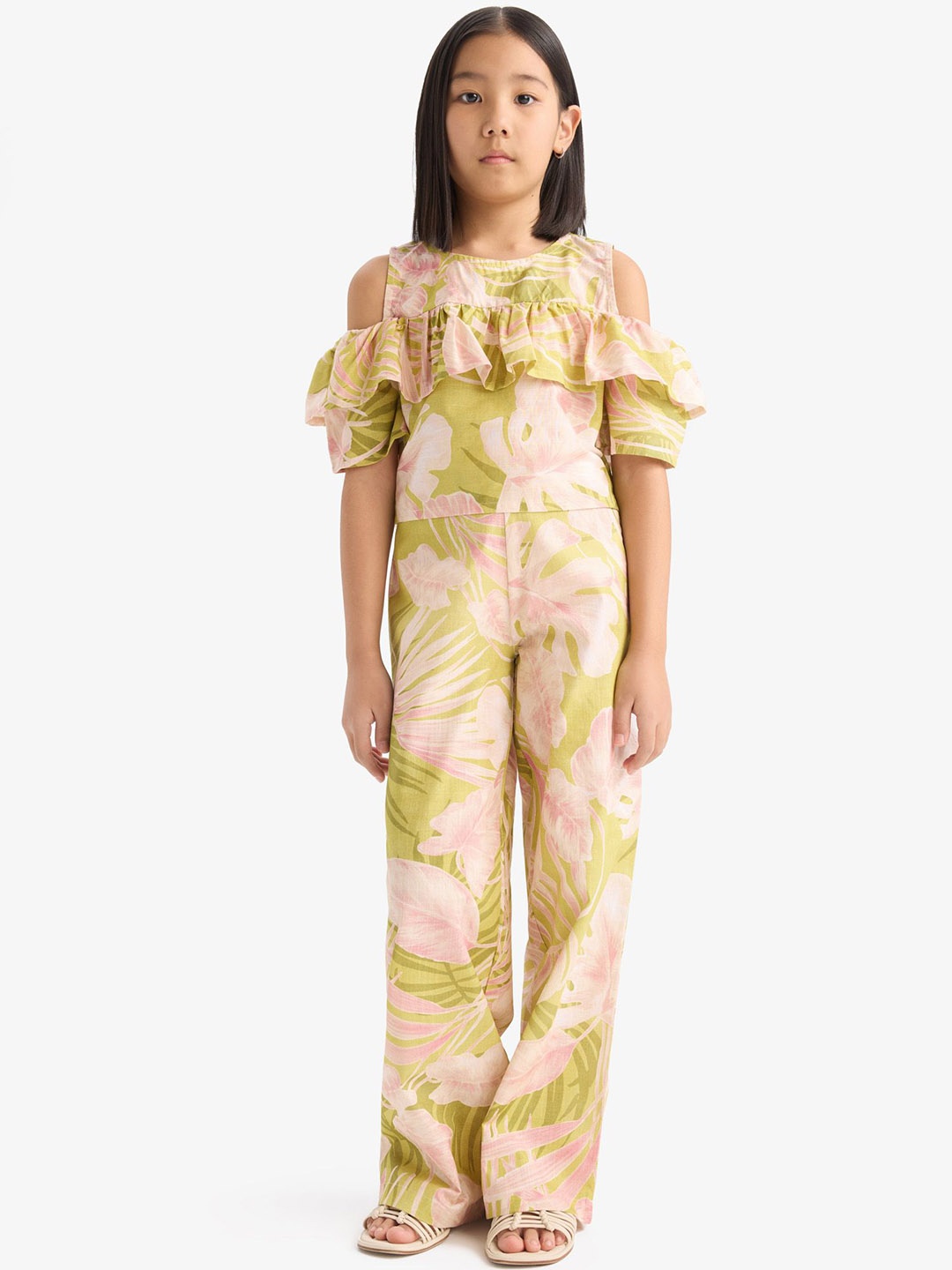 

DeFacto Girls Floral Printed Trousers, Na