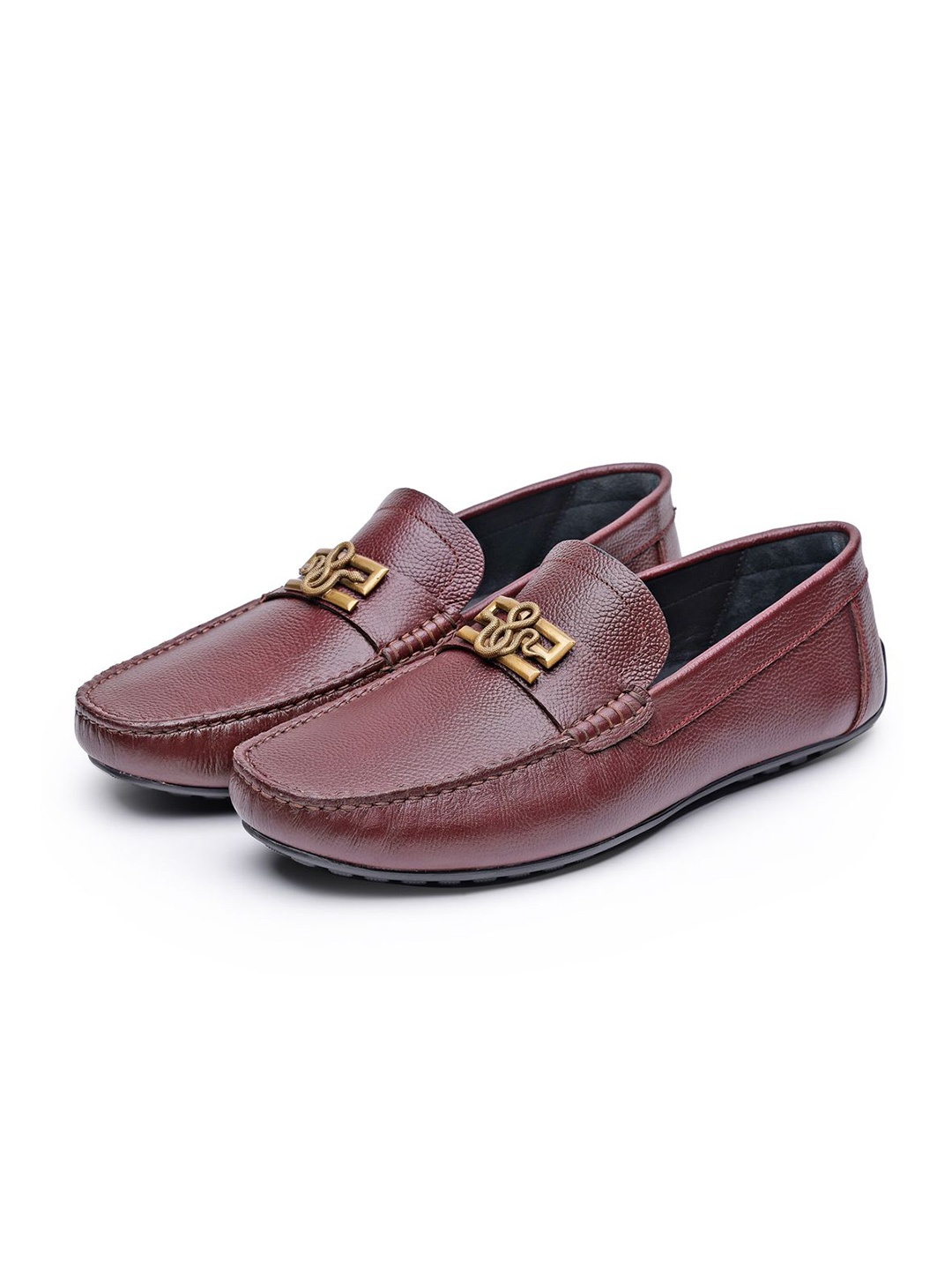 

SHUTIQ Men Leather Loafers, Burgundy