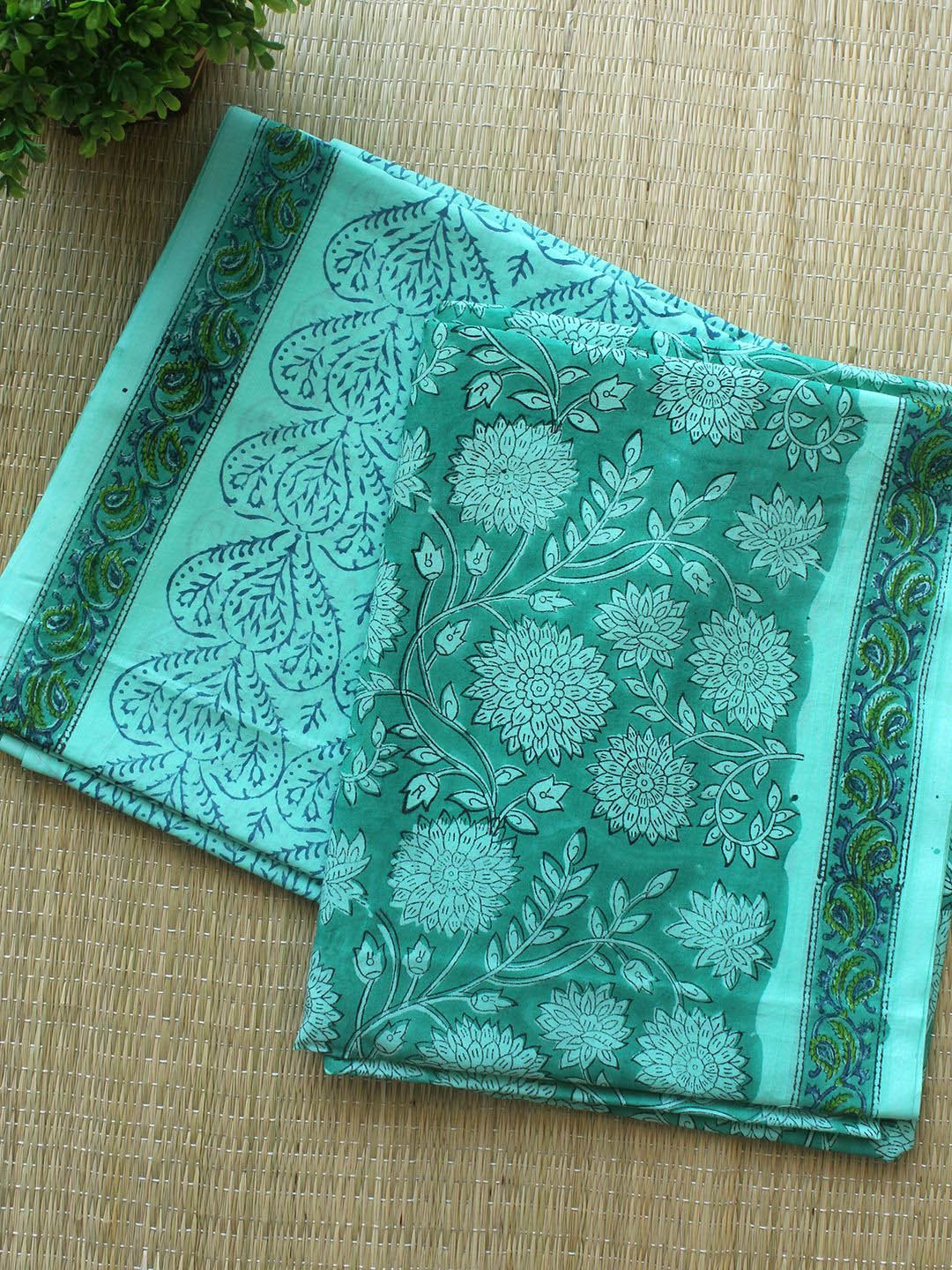 

Weaves of Tradition Printed Pure Cotton Unstitched Dress Material, Green