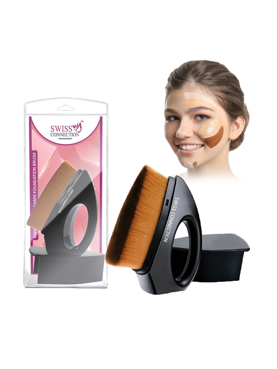 

Swiss Connection Premium Iron Shape Foundation Brush, Black