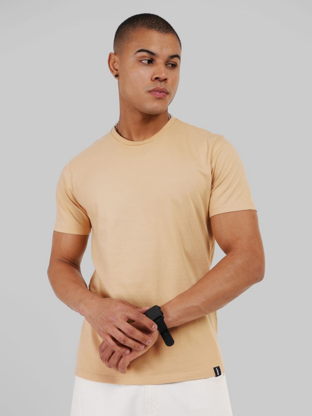 

Underrated Club Men Round Neck Bio Finish T-Shirt, Beige