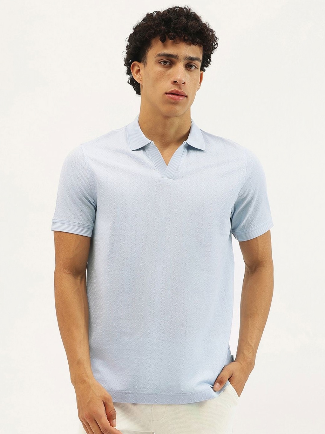 

United Colors of Benetton Men Polo Collar Pure Cotton Pockets T-shirt, Blue