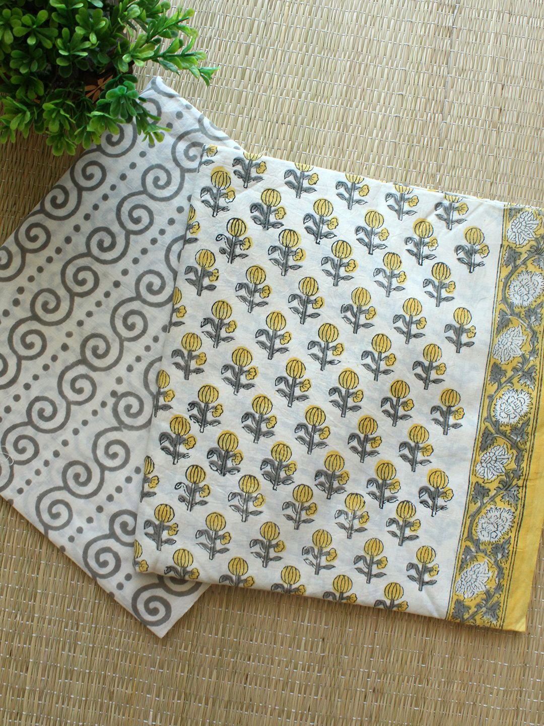 

Weaves of Tradition Printed Pure Cotton Unstitched Dress Material, Off white