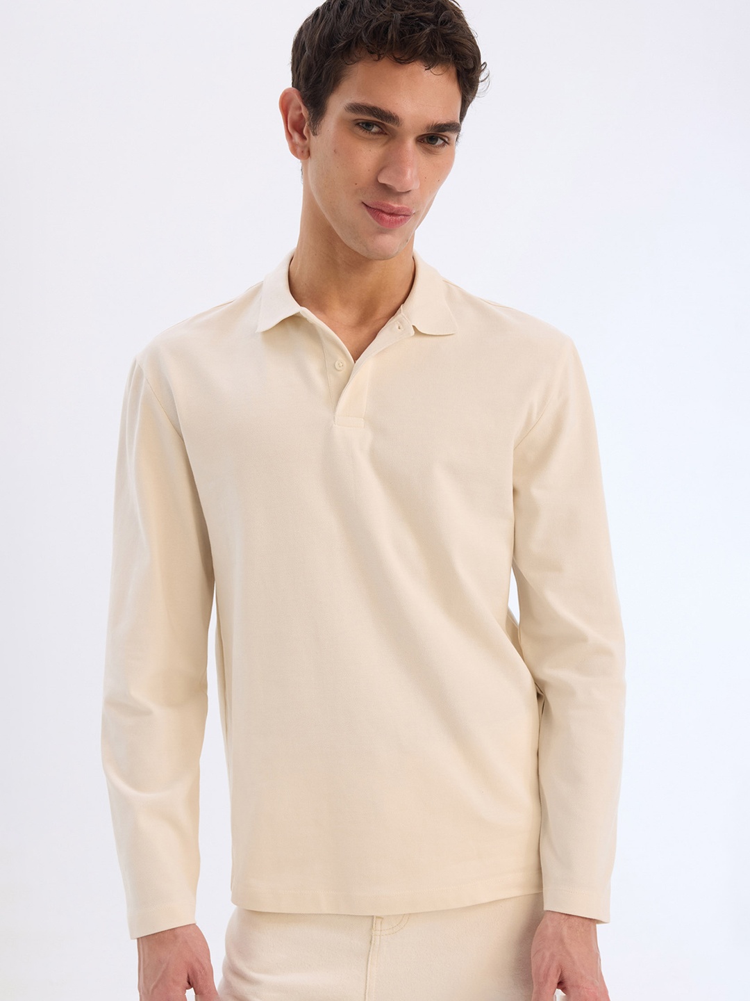 

DeFacto Men Polo Collar Extended Sleeves Pockets T-shirt, Na