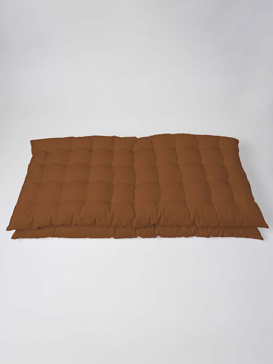 

SKANDA FAB Camel Brown 2 Pieces Pure Cotton Floor Cushions