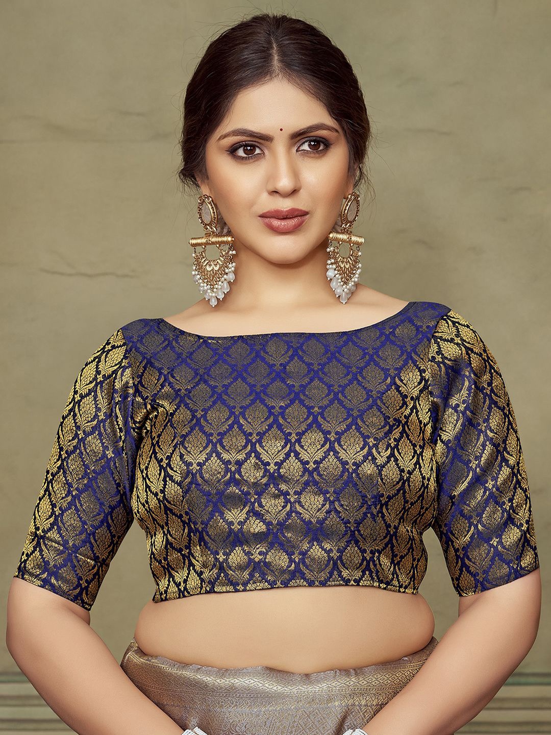 

DEVATITHI Woven Design Saree Blouse, Blue