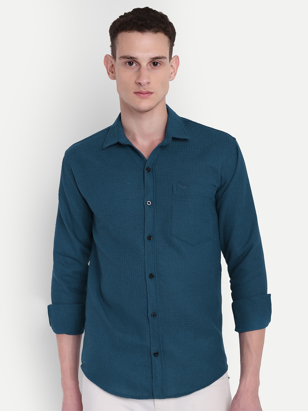 

Moda Rapido Men Classic Opaque Casual Shirt, Teal