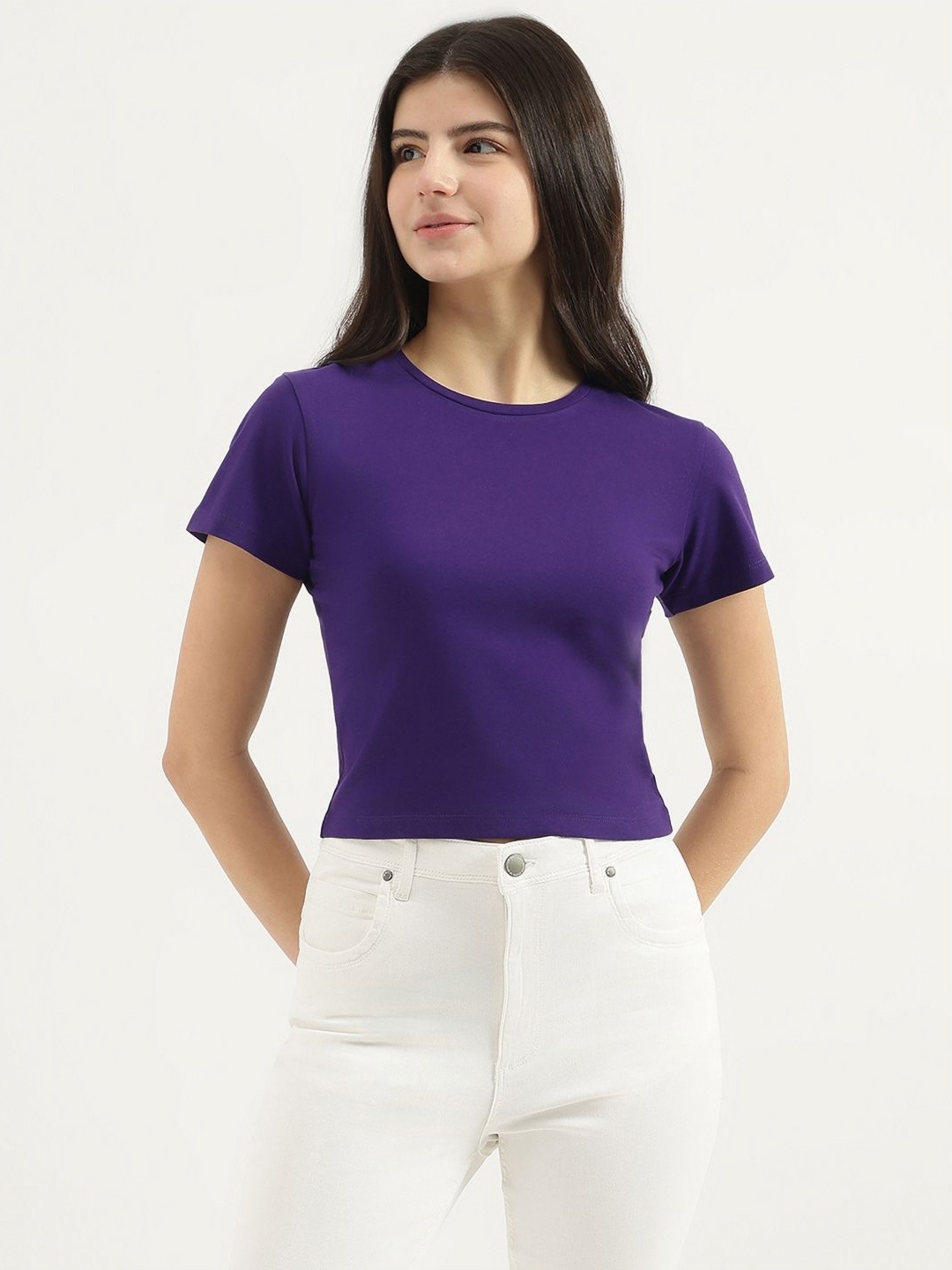 

United Colors of Benetton Women Pockets T-shirt, Purple