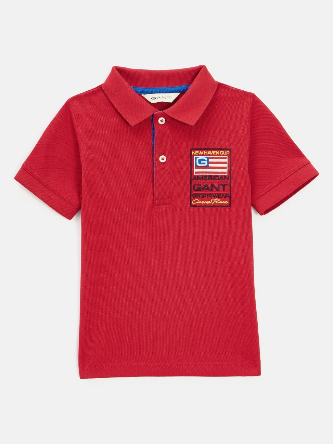 

GANT Boys Typography Flat Embroidered Polo Collar Pure Cotton T-shirt, Red