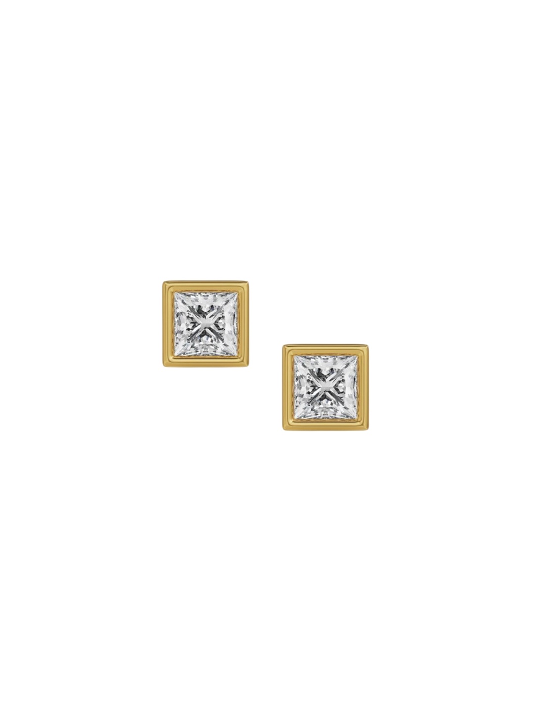 

Emori 1 CT Bezel Princess Solitaire Studs, Yellow