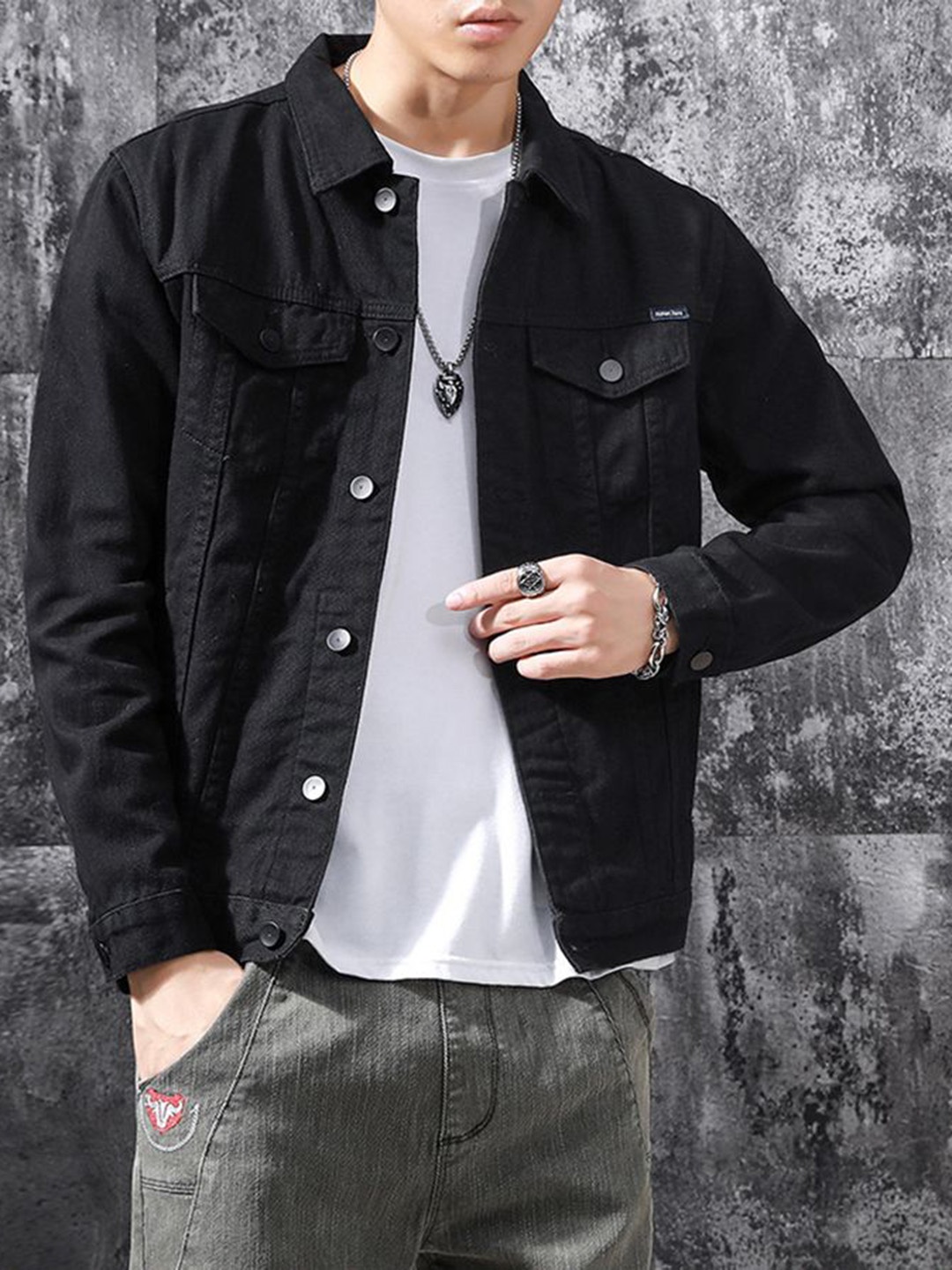 

StyleCast x Revolte Men Open Front Jacket, Black