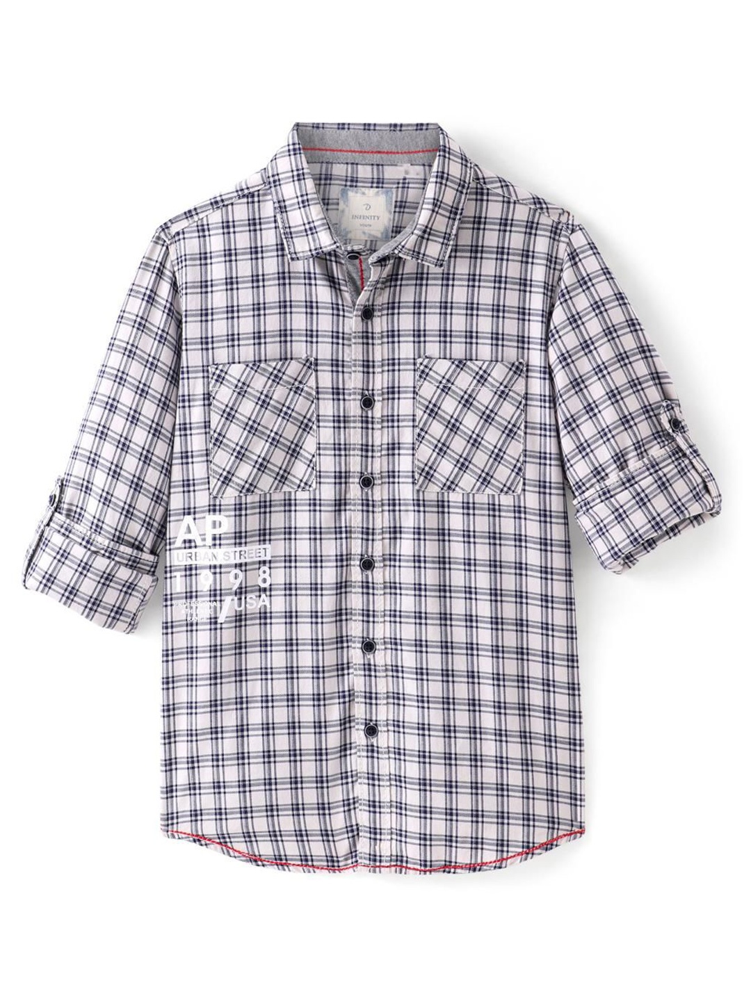 

Infinity Boys Opaque Checked Casual Shirt, Off white