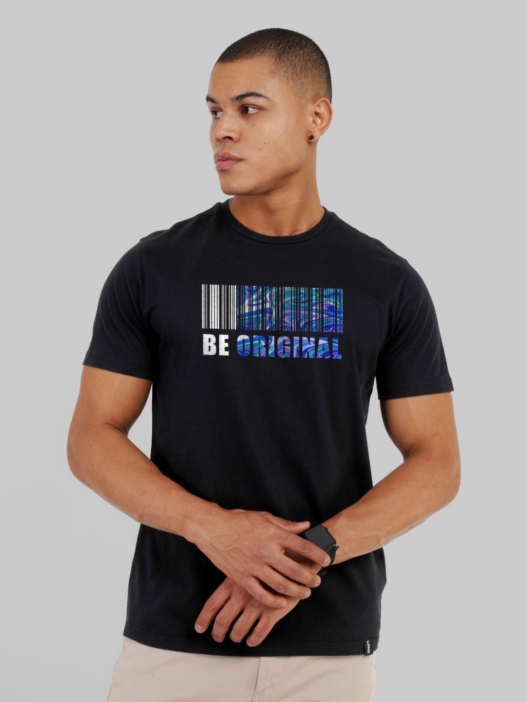 

Underrated Club Men Typography Printed Bio Finish Applique T-shirt, Black