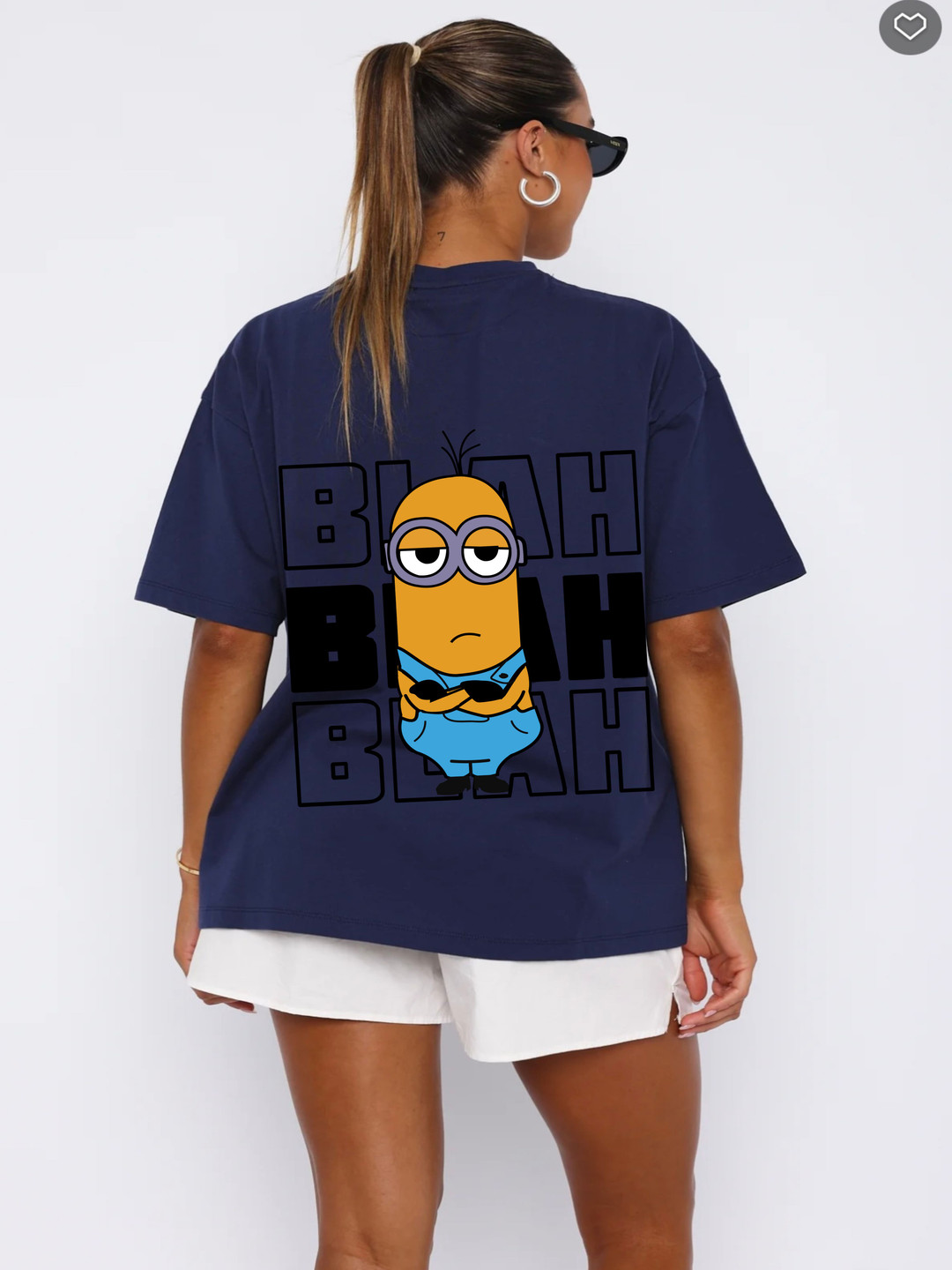 

RAYACLOSET Women Printed Applique T-shirt, Navy blue