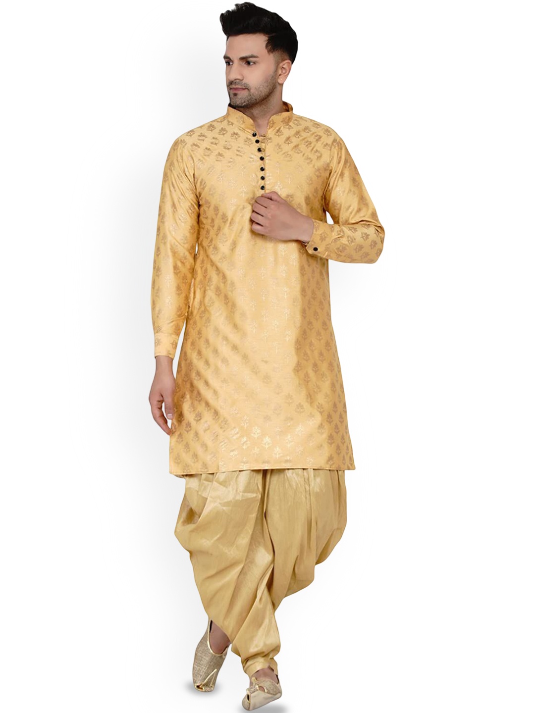 

VEERA PARIDHAAN Men Regular Kurta with Dhoti Pants, Gold