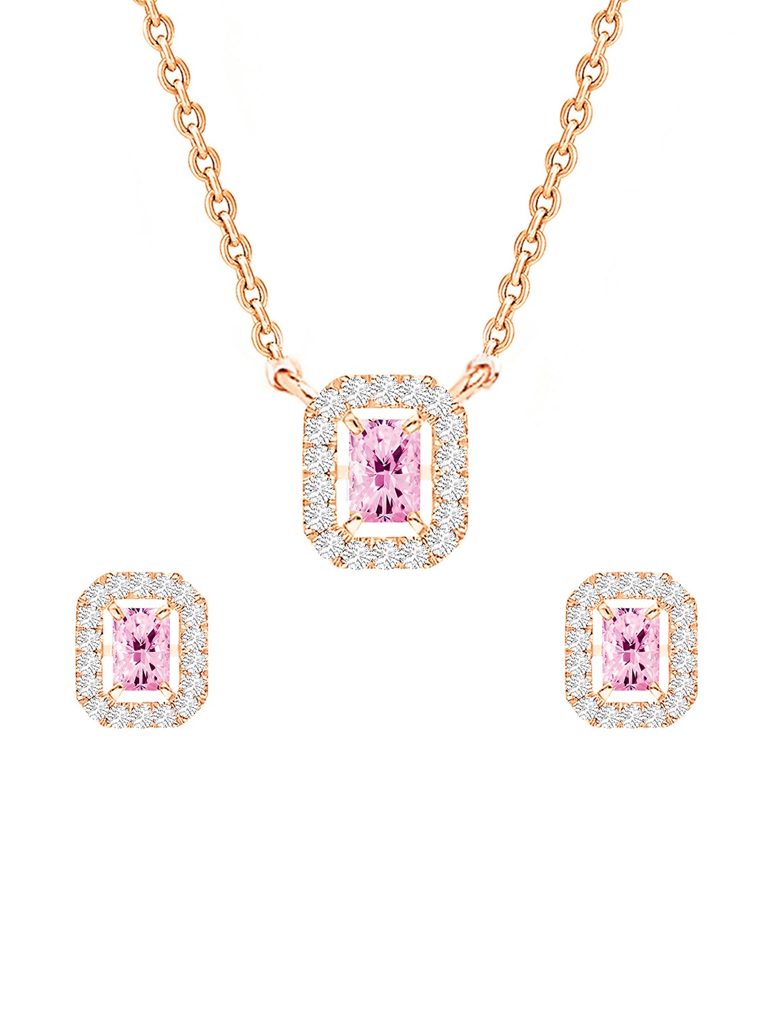 

MINUTIAE Rose Gold-Plated Crystals Studded Jewellery Set