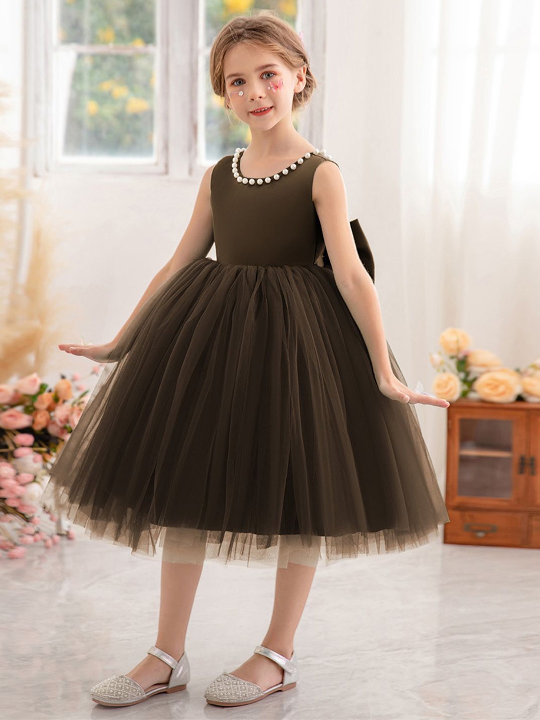 

INCLUD Fit & Flare Dress, Brown