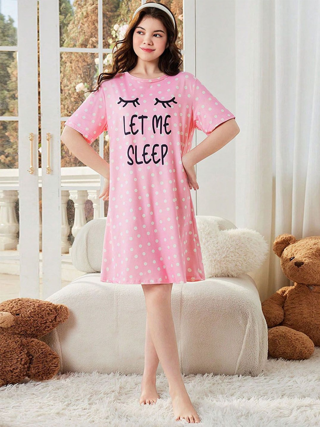

INCLUD Polka Dot Print T-shirt Dress, Pink