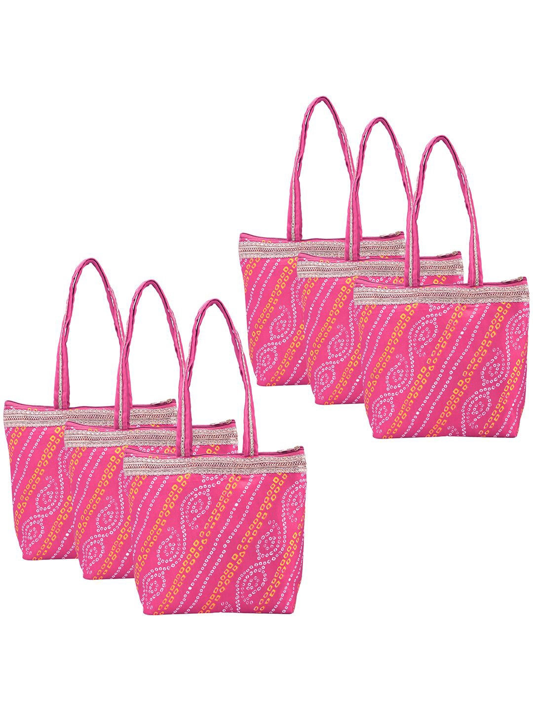 

Kuber Industries 6 Pcs Hand Bag for Women & Girls Floral Shopper Shoulder Bag, Pink