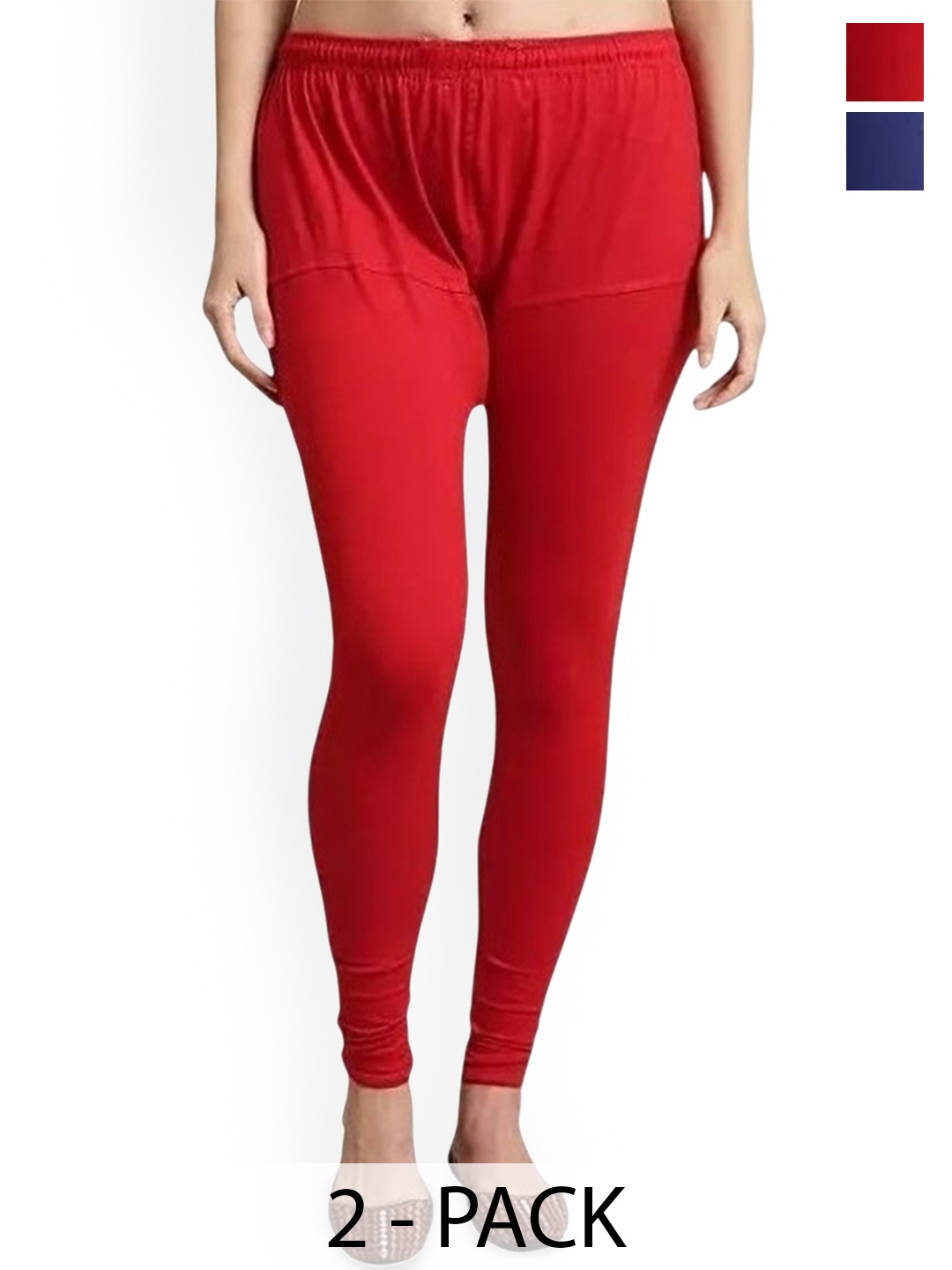 

URBAN KANYA Pack Of 2 Mid-Rise Churidar-Length Leggings, Blue