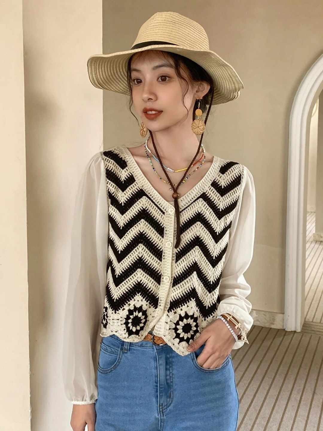 

JC Mode Geometric Top, White