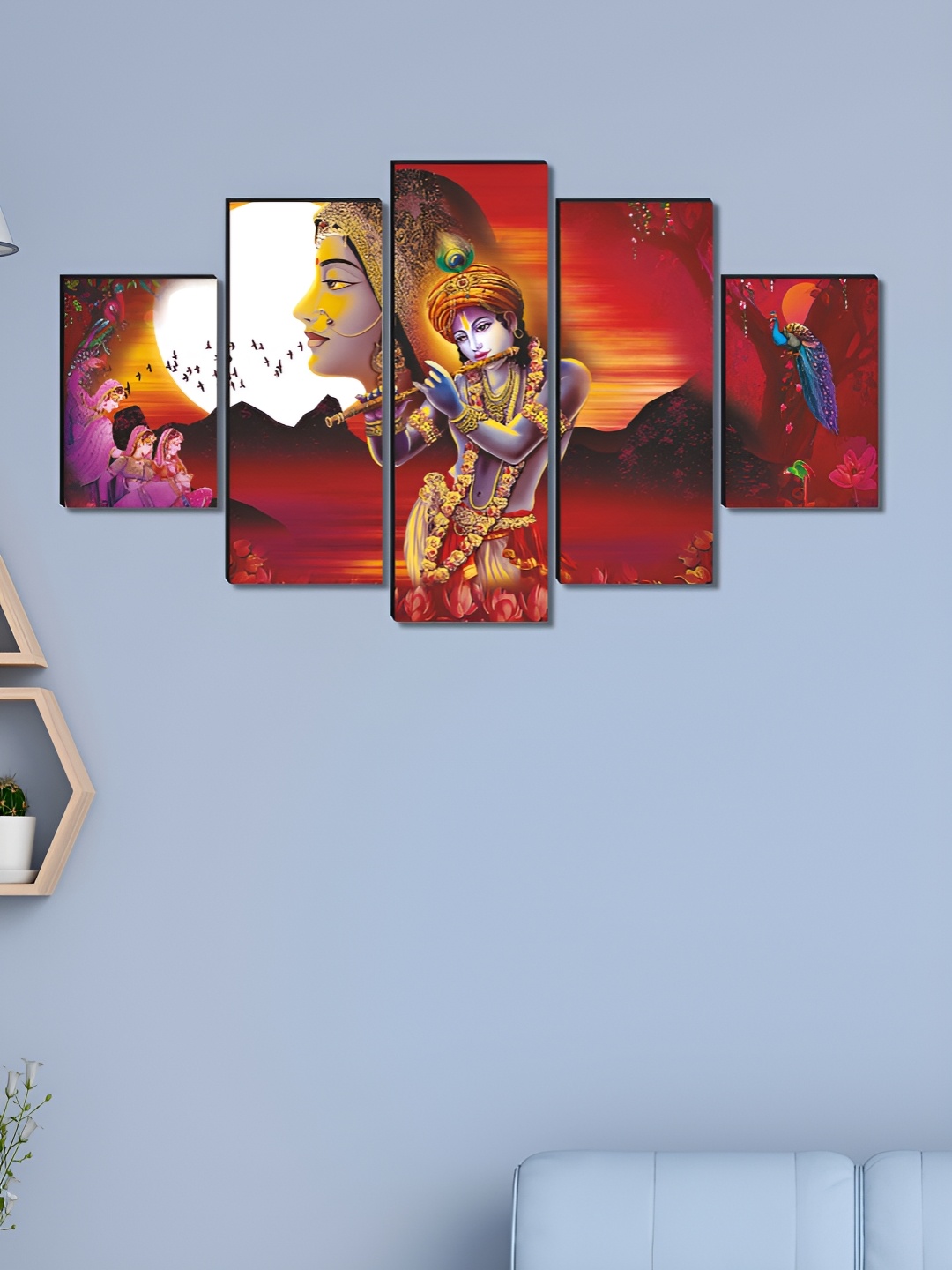 

Myntra Elegant Homes Orange & Pink 5 Piece Wood Religious Wall Paintings