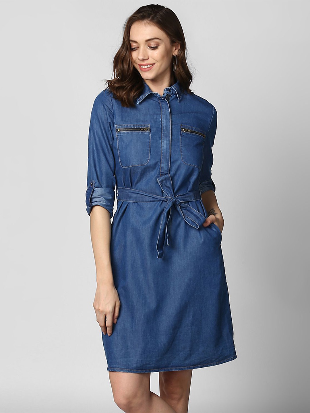 

Chemistry Denim Shirt Dress, Blue