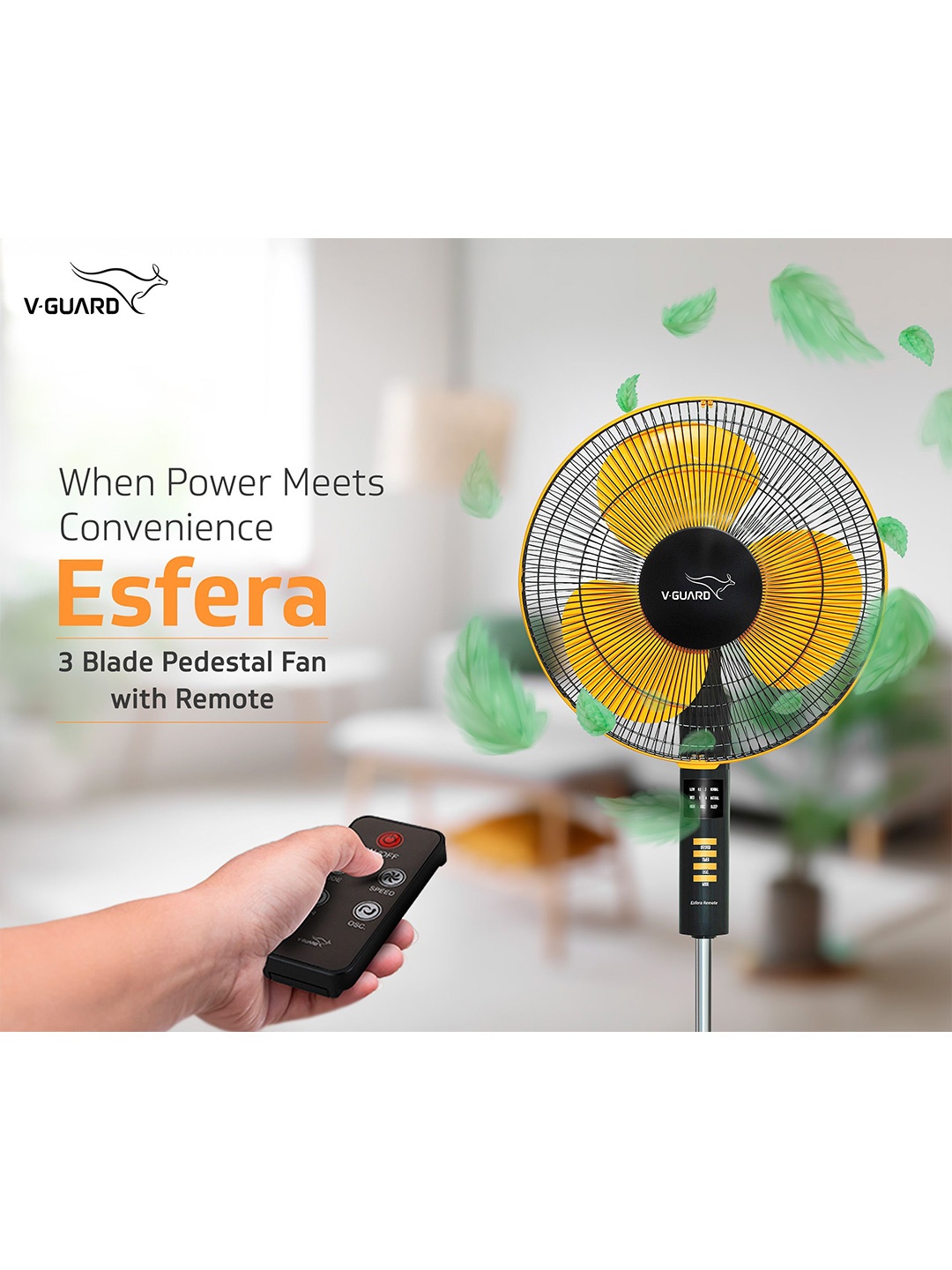 

V-Guard Esfera 3 Blade Remote Controlled Table Fan, Orange