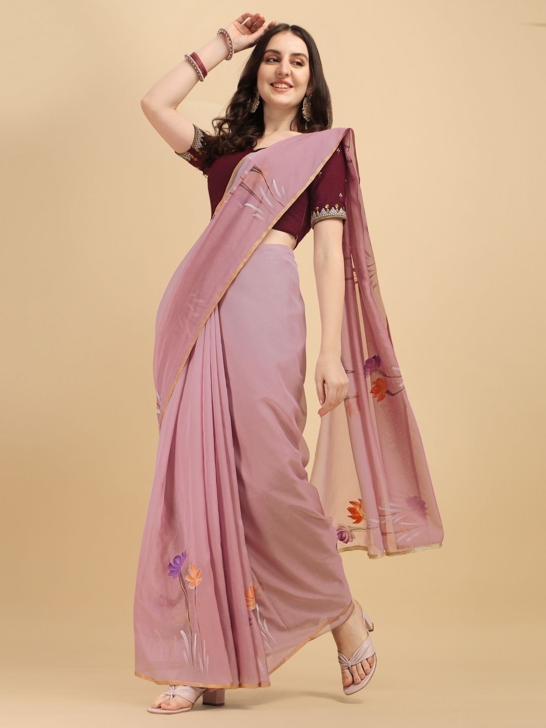 

Suha Floral Art Silk Saree, Purple
