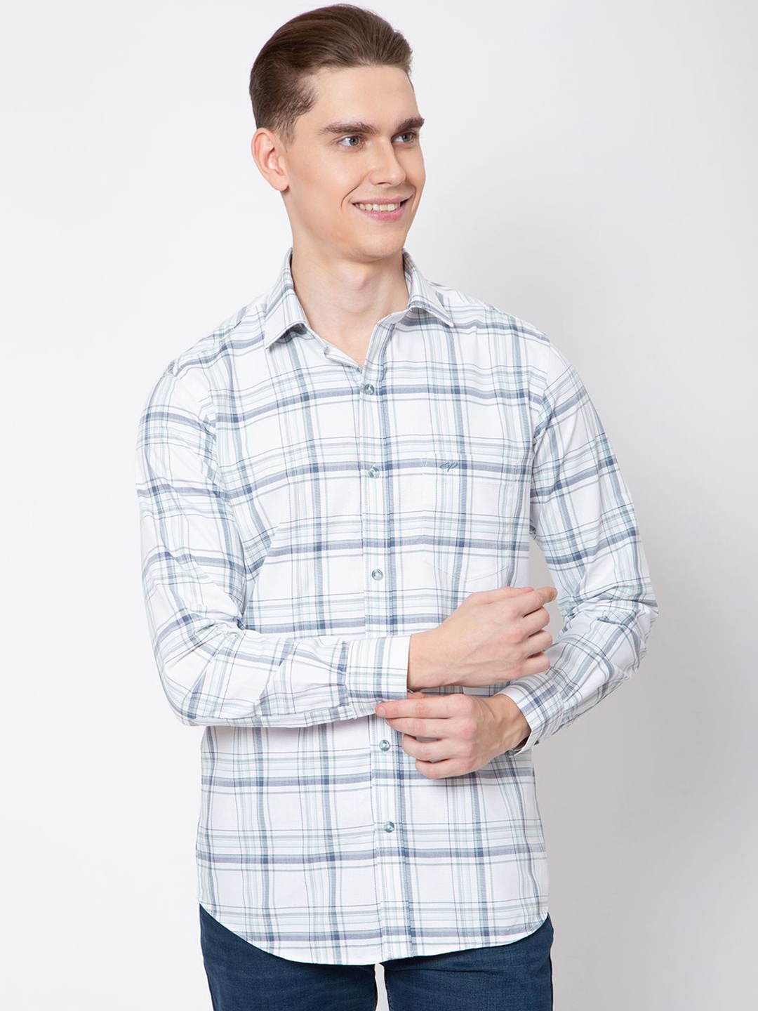 

Sparky Men Tartan Checks Opaque Checked Casual Shirt, Green