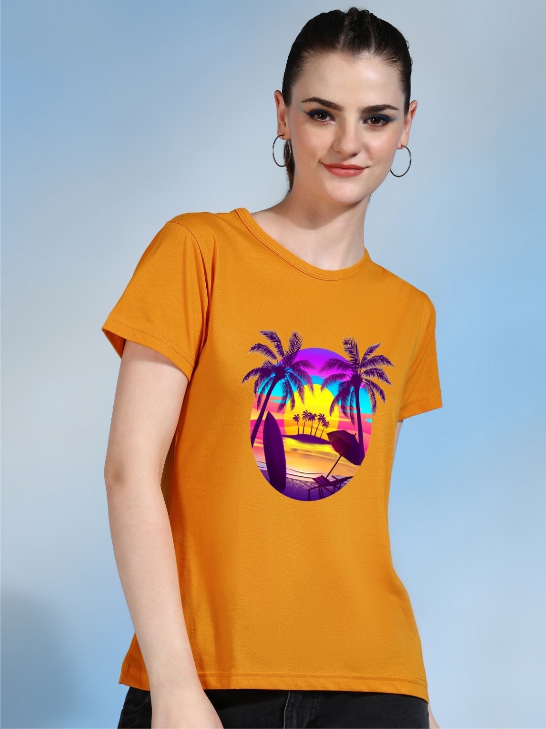 

Moda Rapido Women Printed Bio Finish T-shirt, Mustard