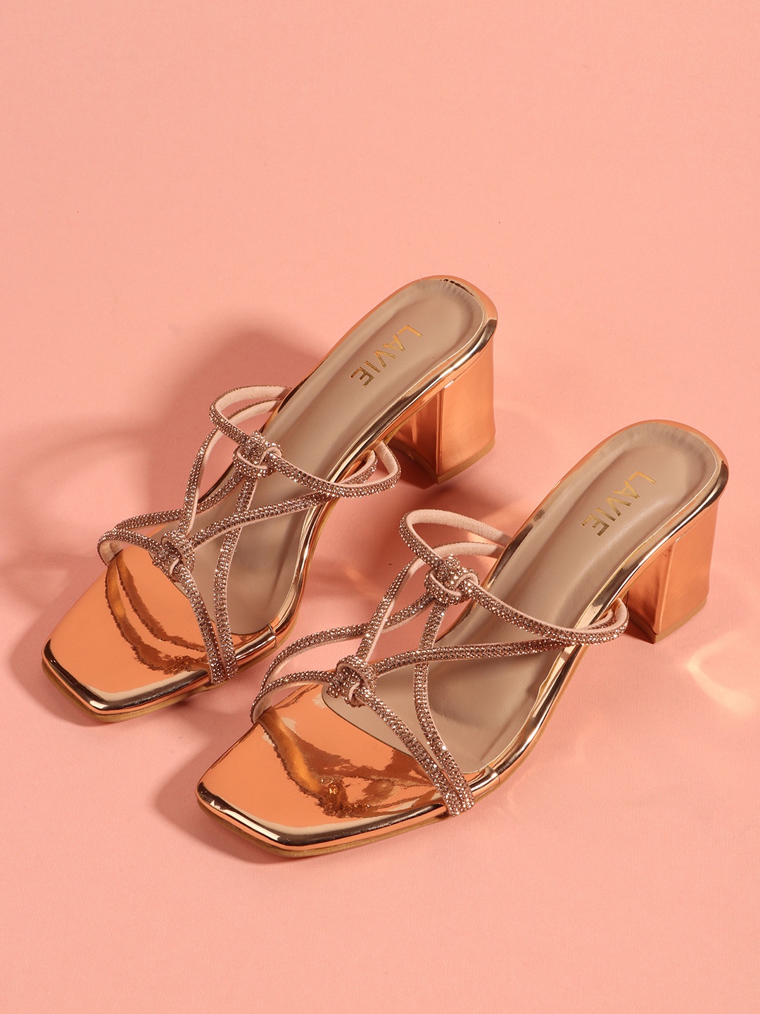 

Lavie Party Block Sandals, Rose gold