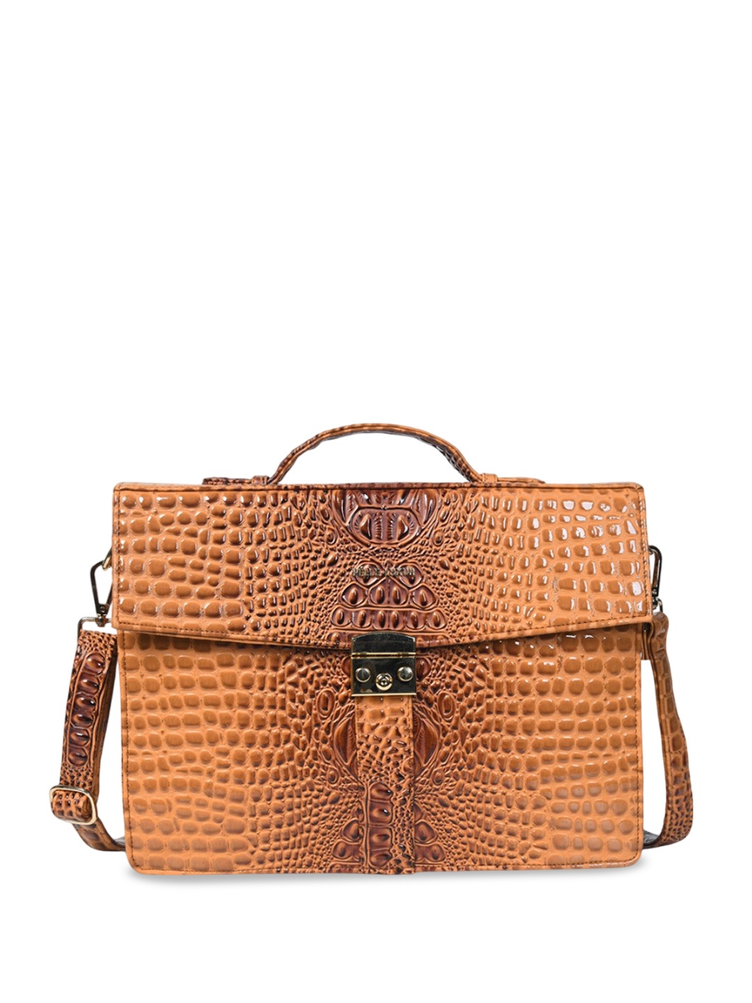 

PELLE LUXUR Textured PU Structured Handheld Bag, Coffee brown