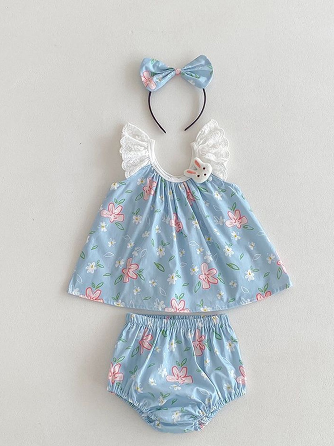 

LULU & SKY Girls Printed Top with Shorts, Blue