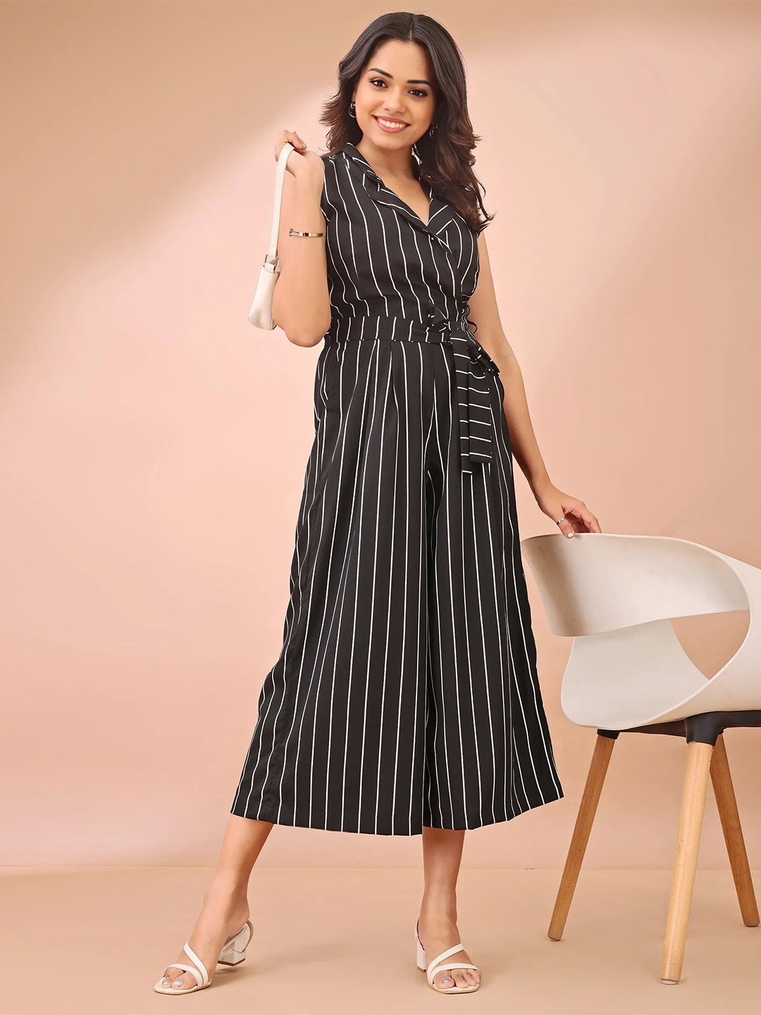 

all about you Striped Basic Jumpsuit, Black