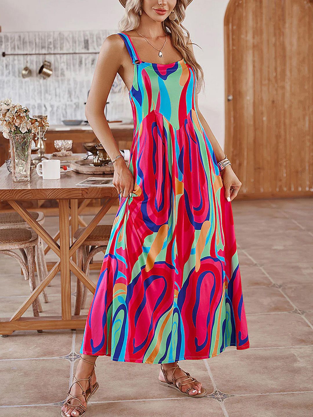 

JC Mode Print Maxi Dress, Multi
