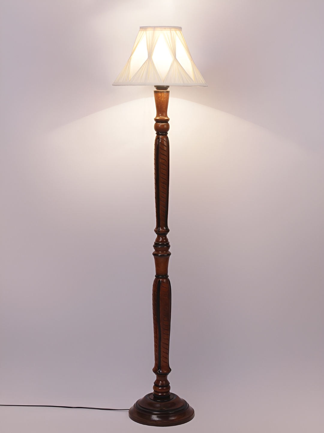 

Devansh Brown & Off White Wooden Floor Lamp