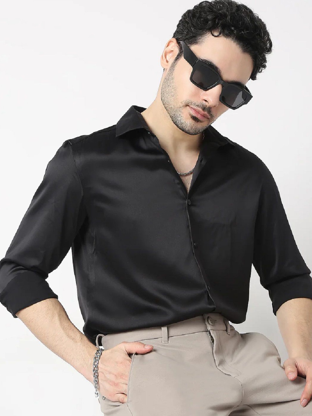 

SOLSTICE Men Comfort Opaque Party Shirt, Black