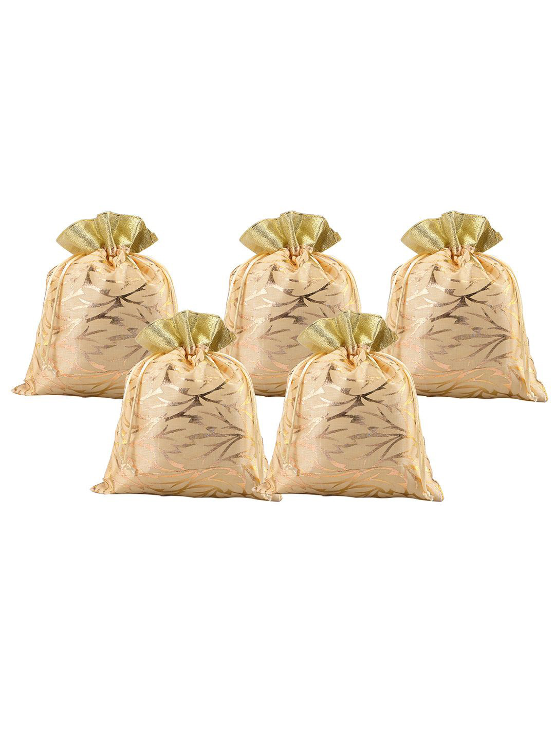 

Kuber Industries 5 Pcs Potli Bag For Women & Girls Printed Potli Clutch, Cream