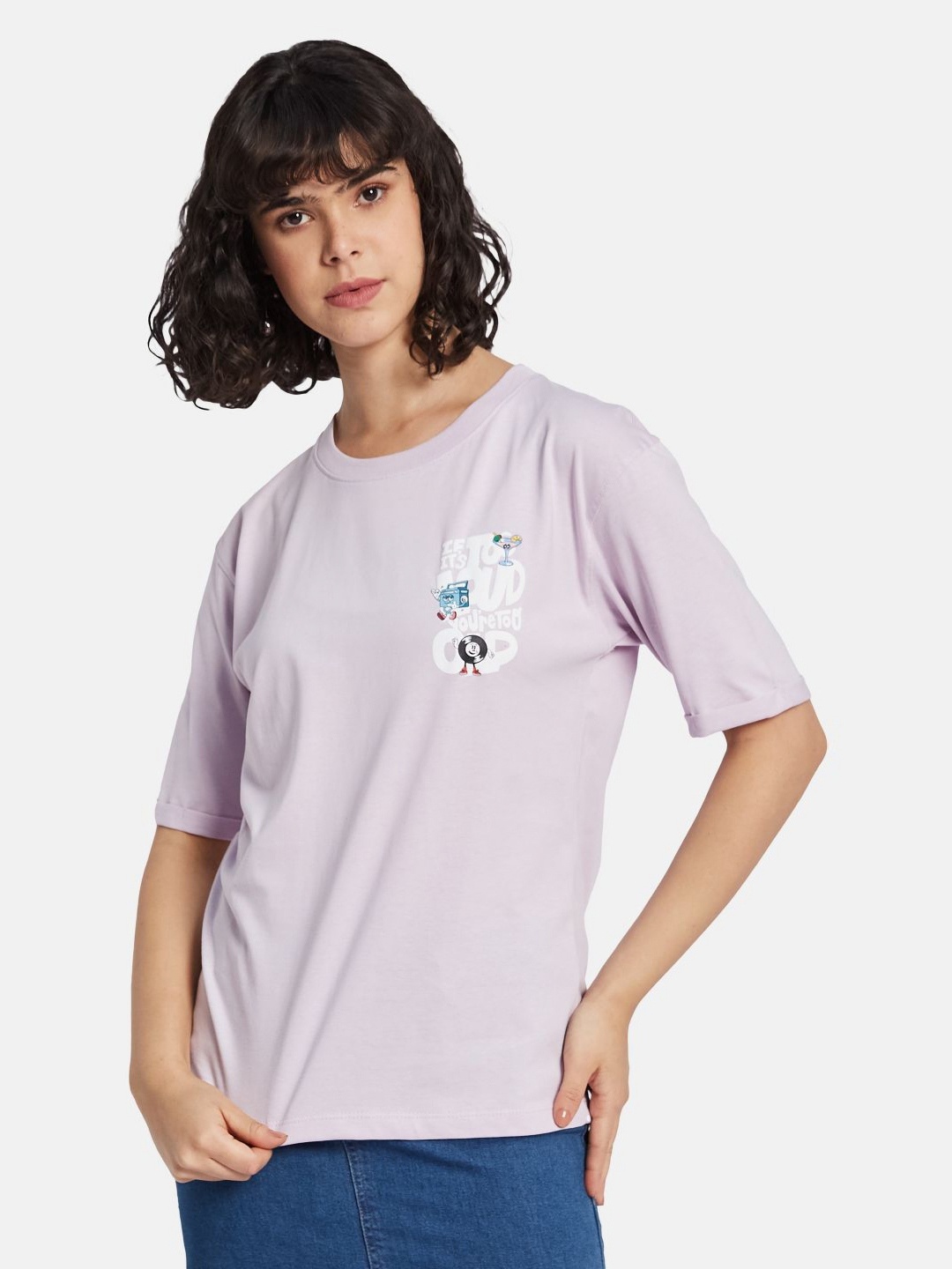 

METTLE Women Printed T-shirt, Purple
